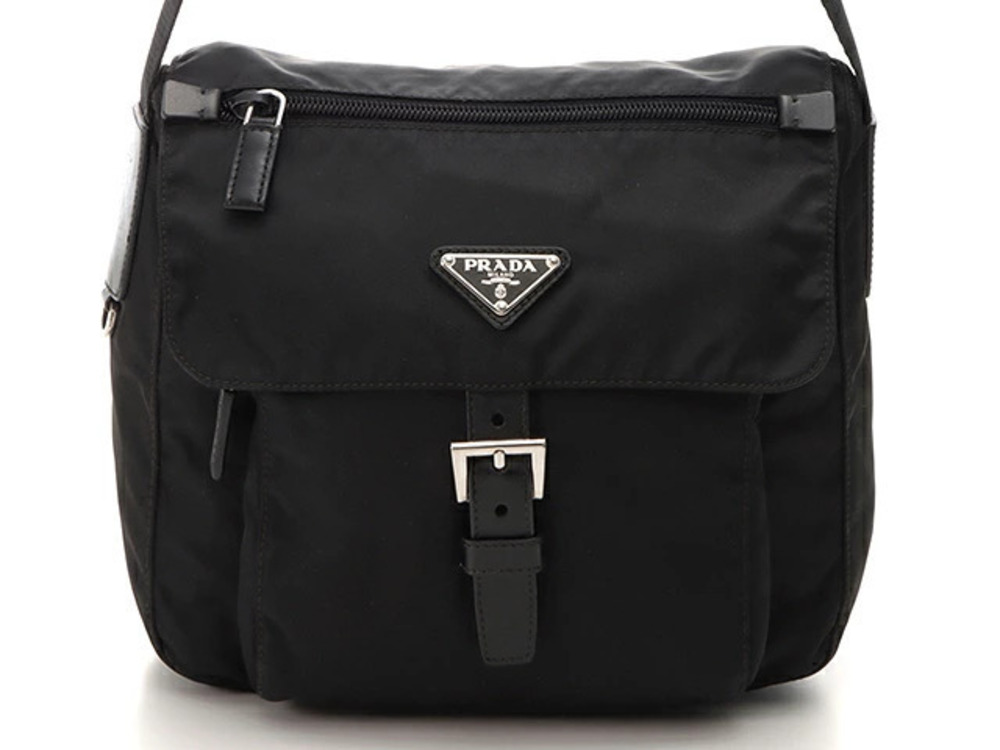 Prada Tessuto Saffiano Leather Shoulder Bag Black